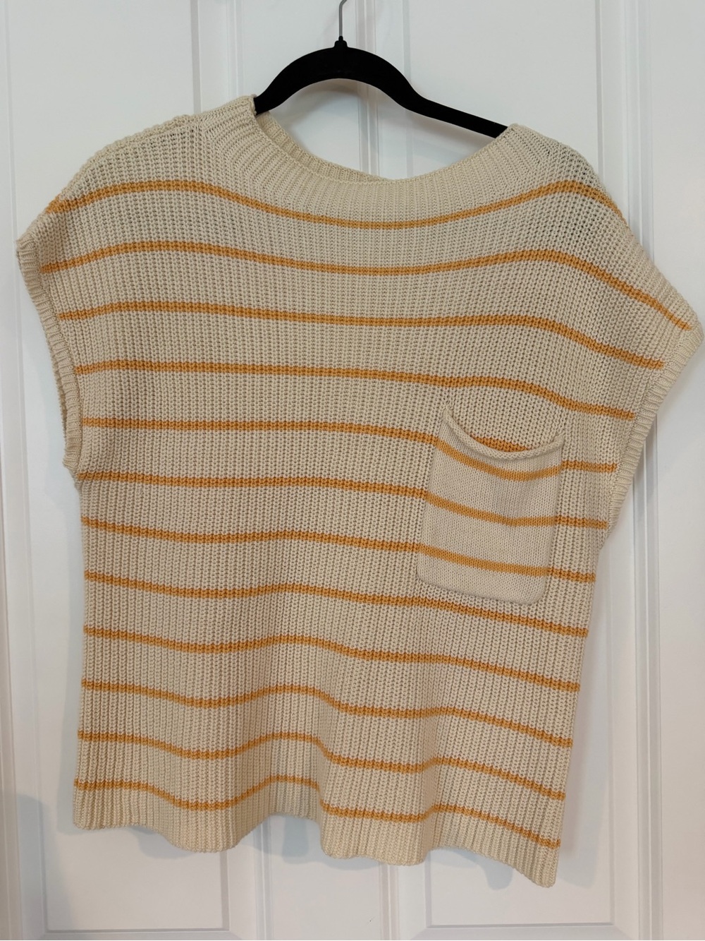 By Together Cream Sweater Top with Mustard Stripes